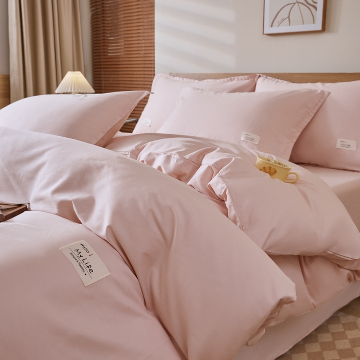 91家纺网 家纺一手货源 找家纺 红淳家纺 2025新款13366亲肤全棉纯色单床单-简单生活 裸粉