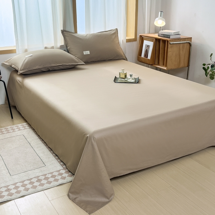 91家纺网 家纺一手货源 找家纺 红淳家纺 2025新款13366亲肤全棉纯色单床单-简单生活 米驼