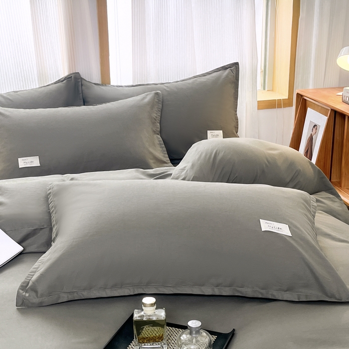 91家纺网 家纺一手货源 找家纺 红淳家纺 2025新款13366亲肤全棉纯色单床单-简单生活 石墨灰