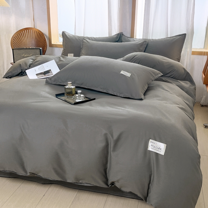 91家纺网 家纺一手货源 找家纺 红淳家纺 2025新款13366亲肤全棉纯色单床单-简单生活 石墨灰
