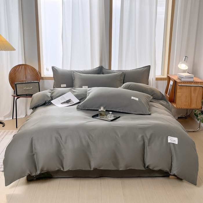 91家纺网 家纺一手货源 找家纺 红淳家纺 2025新款13366亲肤全棉纯色单床单-简单生活 石墨灰