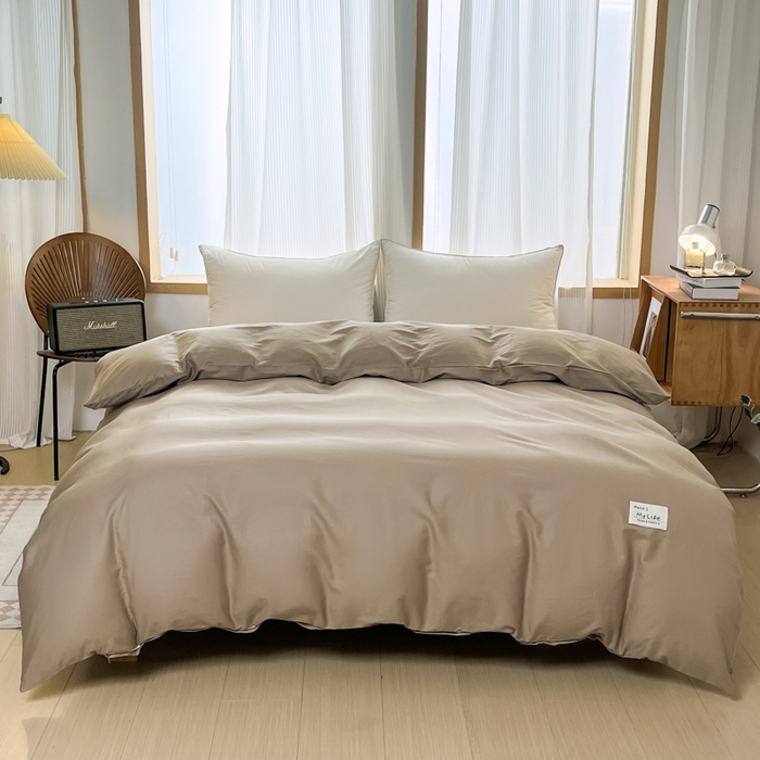 91家纺网 家纺一手货源 找家纺 红淳家纺 2025新款13366亲肤全棉纯色单床单-简单生活 米驼