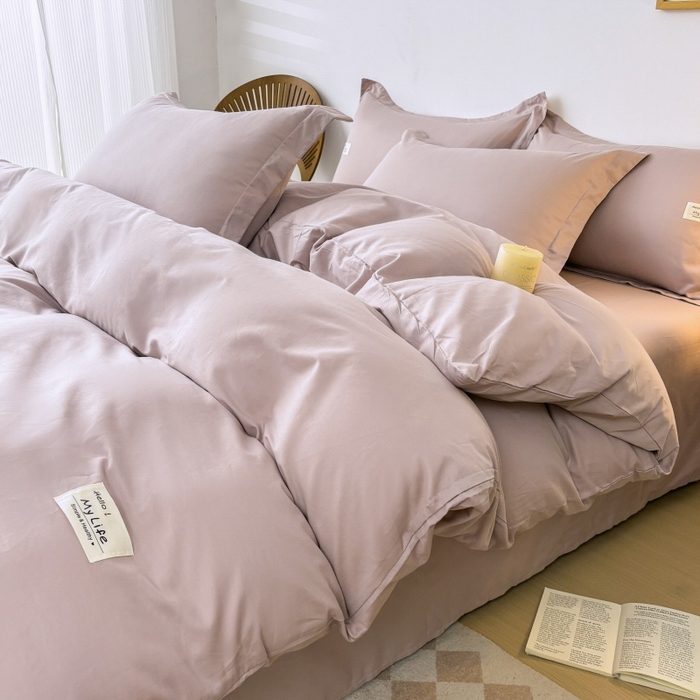 91家纺网 家纺一手货源 找家纺 红淳家纺 2025新款13366亲肤全棉纯色单床单-简单生活 烟紫粉