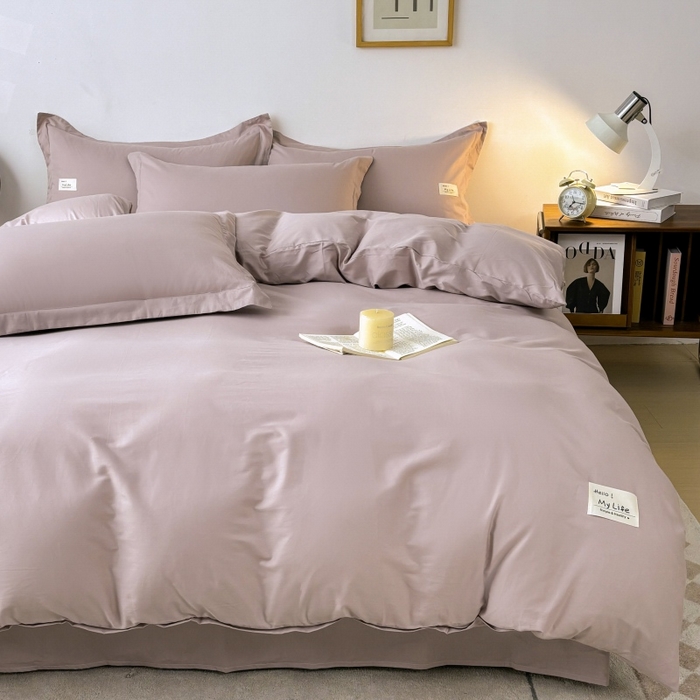 91家纺网 家纺一手货源 找家纺 红淳家纺 2025新款13366亲肤全棉纯色单床单-简单生活 烟紫粉