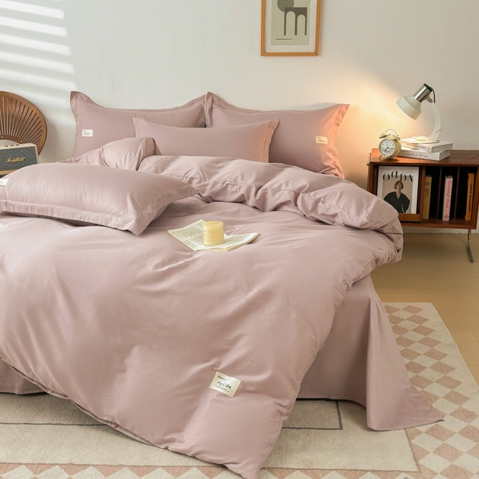 91家纺网 家纺一手货源 找家纺 红淳家纺 2025新款13366亲肤全棉纯色单床单-简单生活 烟紫粉