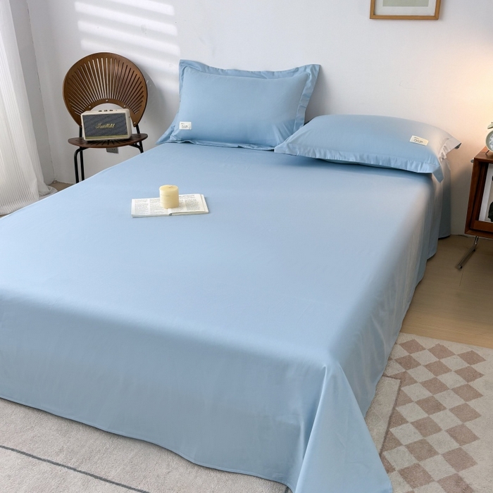 红淳家纺 2025新款13366亲肤全棉纯色单床单-简单生活 天空蓝