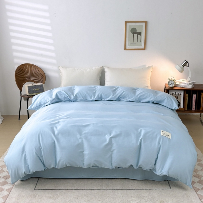 91家纺网 家纺一手货源 找家纺 红淳家纺 2025新款13366亲肤全棉纯色单床单-简单生活 天空蓝