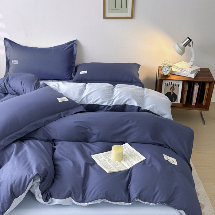 91家纺网 家纺一手货源 找家纺 红淳家纺 2025新款13366亲肤全棉纯色枕套-简单生活 深海蓝+天空蓝