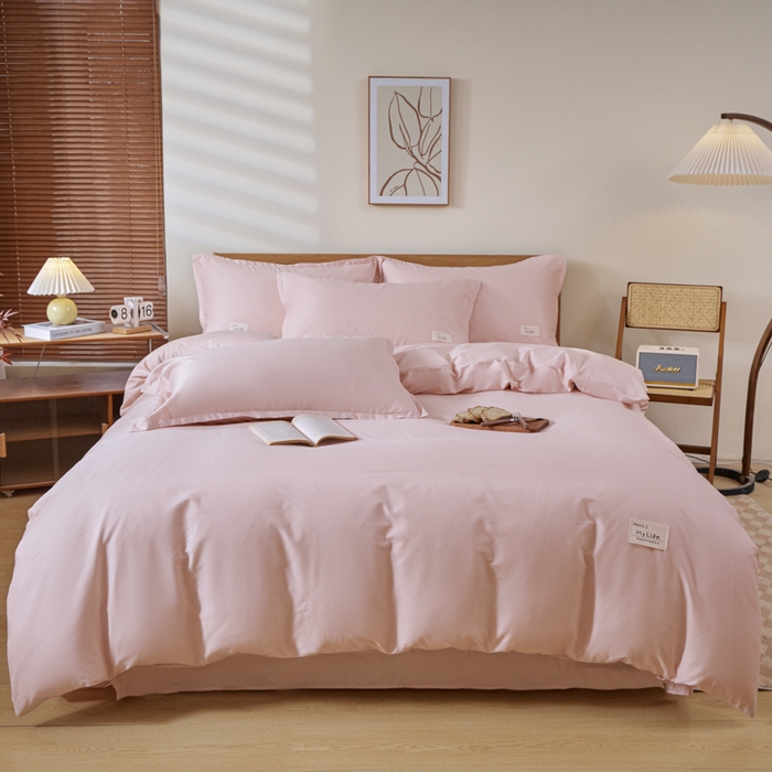 91家纺网 家纺一手货源 找家纺 红淳家纺 2025新款13366亲肤全棉纯色枕套-简单生活 裸粉