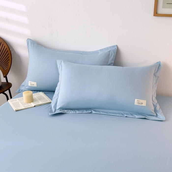 红淳家纺 2025新款13366亲肤全棉纯色枕套-简单生活 天空蓝