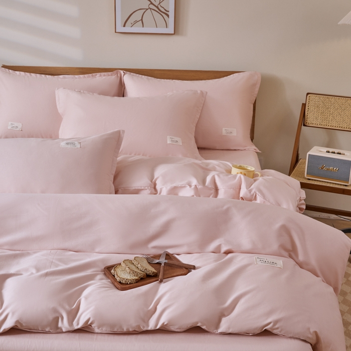 91家纺网 家纺一手货源 找家纺 红淳家纺 2025新款13366亲肤全棉纯色枕套-简单生活 裸粉