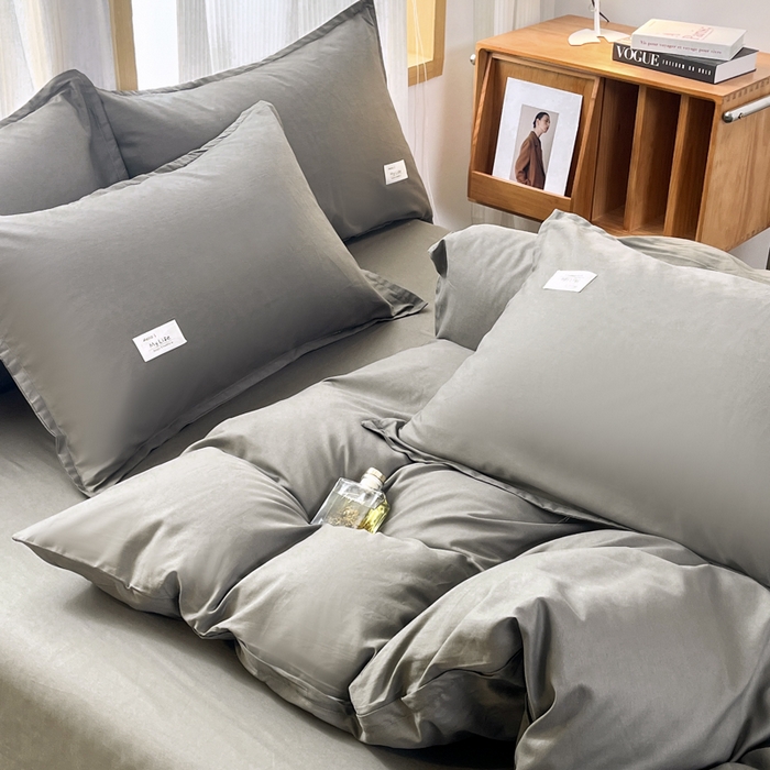 91家纺网 家纺一手货源 找家纺 红淳家纺 2025新款13366亲肤全棉纯色枕套-简单生活 石墨灰