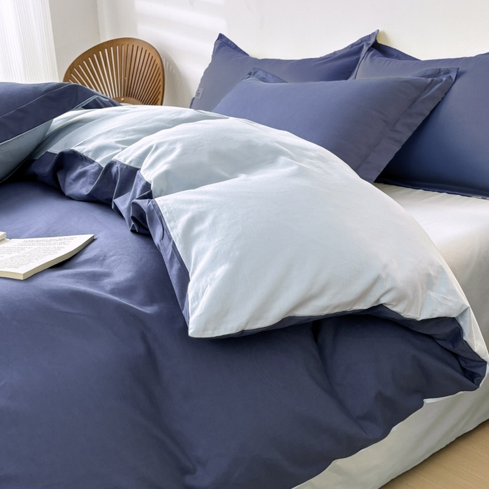 91家纺网 家纺一手货源 找家纺 红淳家纺 2025新款13366亲肤全棉纯色枕套-简单生活 深海蓝+天空蓝