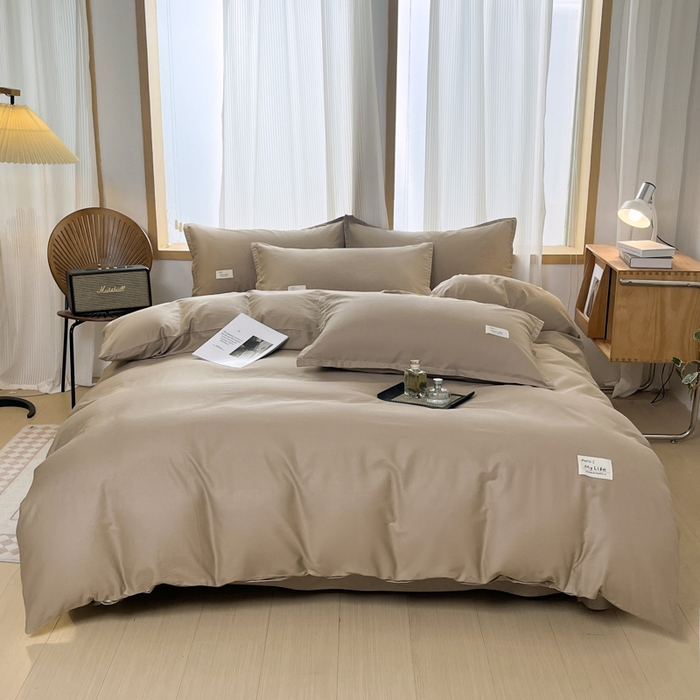 91家纺网 家纺一手货源 找家纺 红淳家纺 2025新款13366亲肤全棉纯色枕套-简单生活 米驼