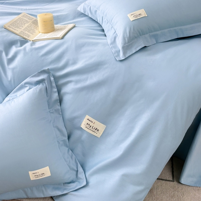 91家纺网 家纺一手货源 找家纺 红淳家纺 2025新款13366亲肤全棉纯色枕套-简单生活 天空蓝