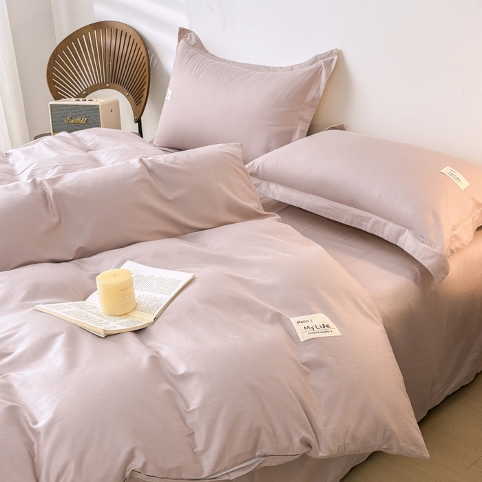 91家纺网 家纺一手货源 找家纺 红淳家纺 2025新款13366亲肤全棉纯色枕套-简单生活 烟紫粉