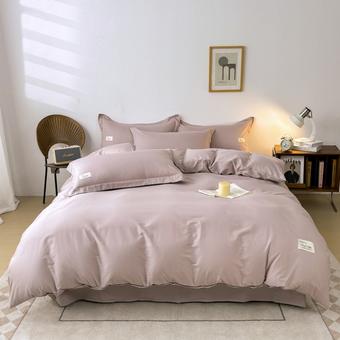 91家纺网 家纺一手货源 找家纺 红淳家纺 2025新款13366亲肤全棉纯色枕套-简单生活 烟紫粉