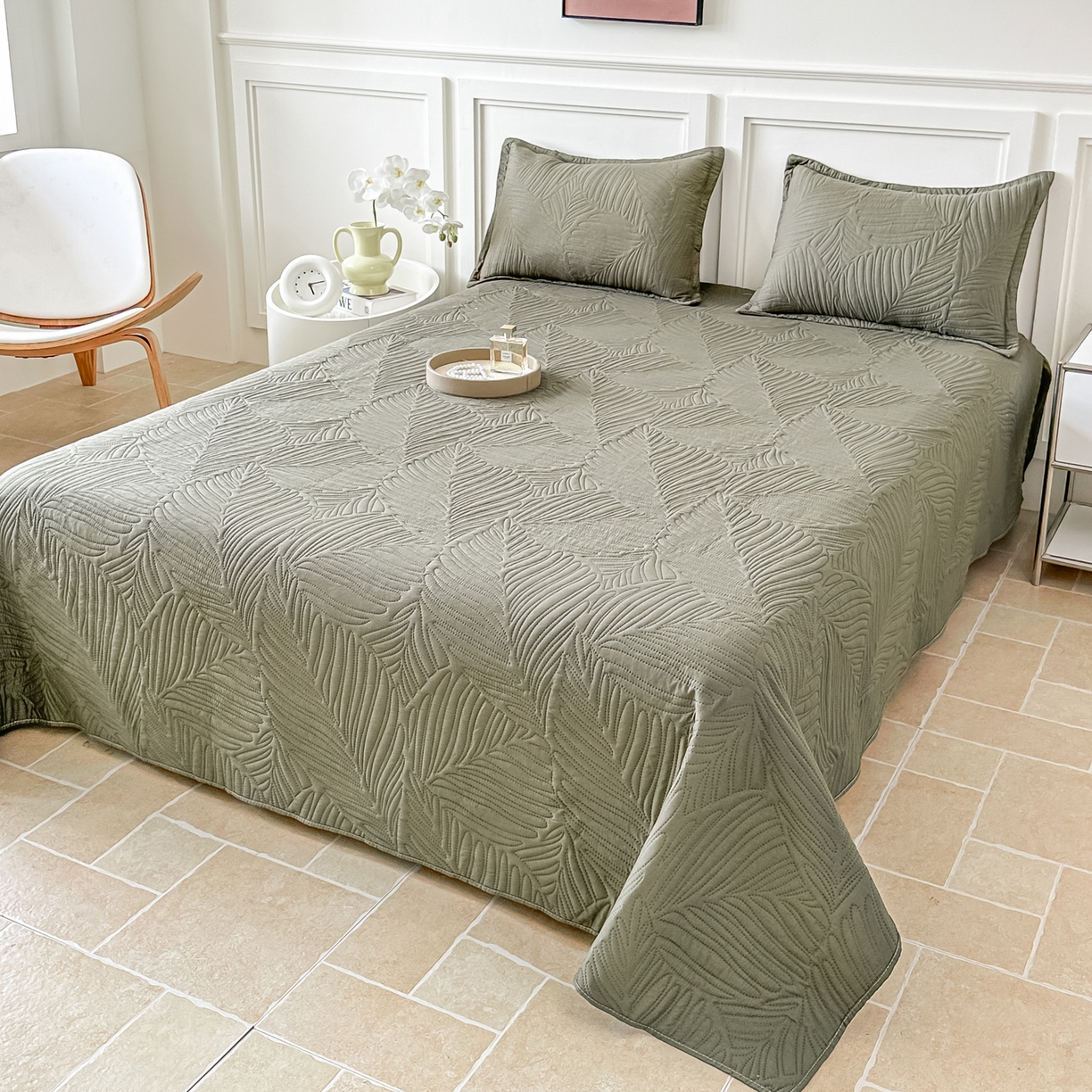 91家纺网 家纺一手货源 找家纺 手艺人家纺 2025新款化纤亲肤床盖三件套 HS-01青色