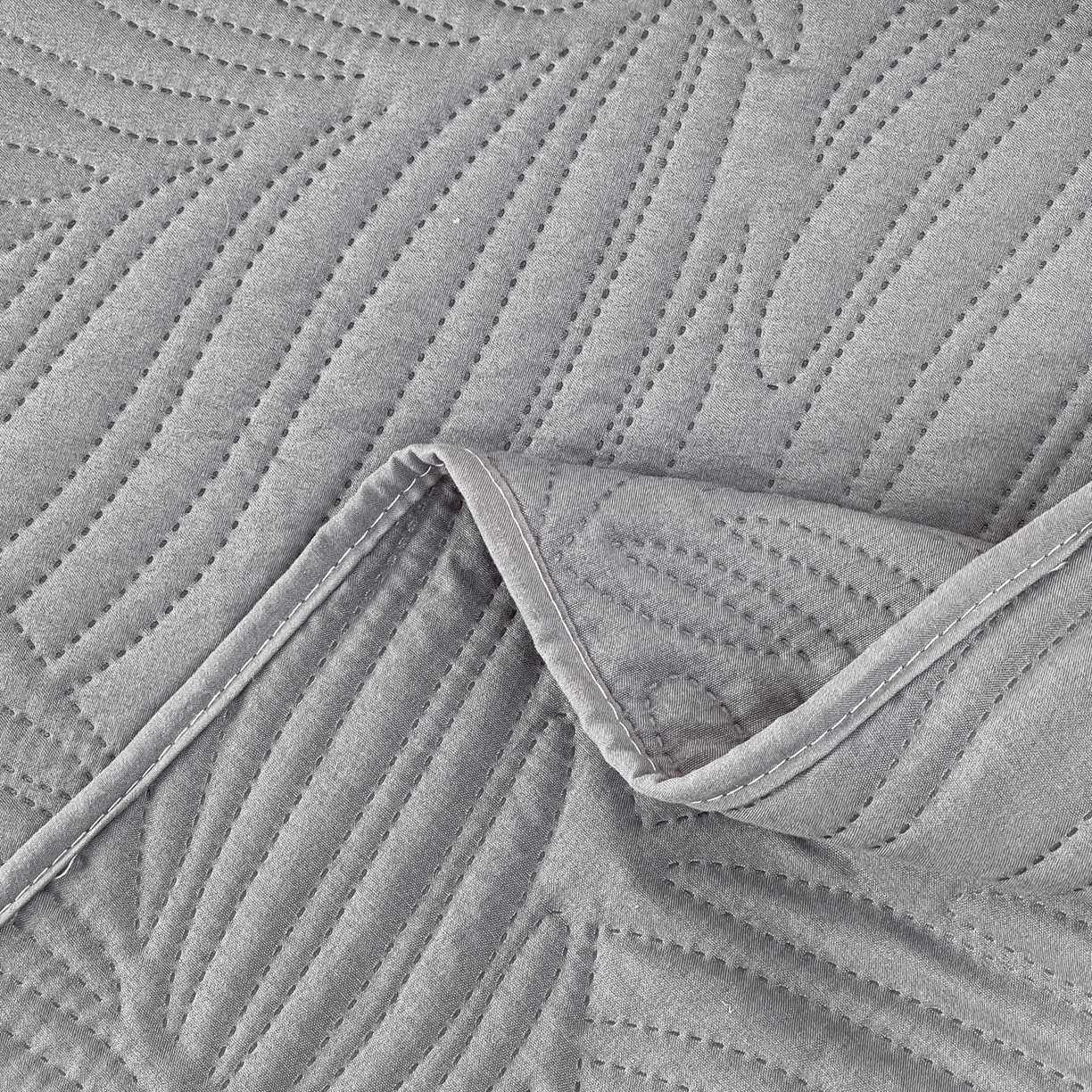 91家纺网 家纺一手货源 找家纺 手艺人家纺 2025新款化纤亲肤床盖三件套 HS-01灰色