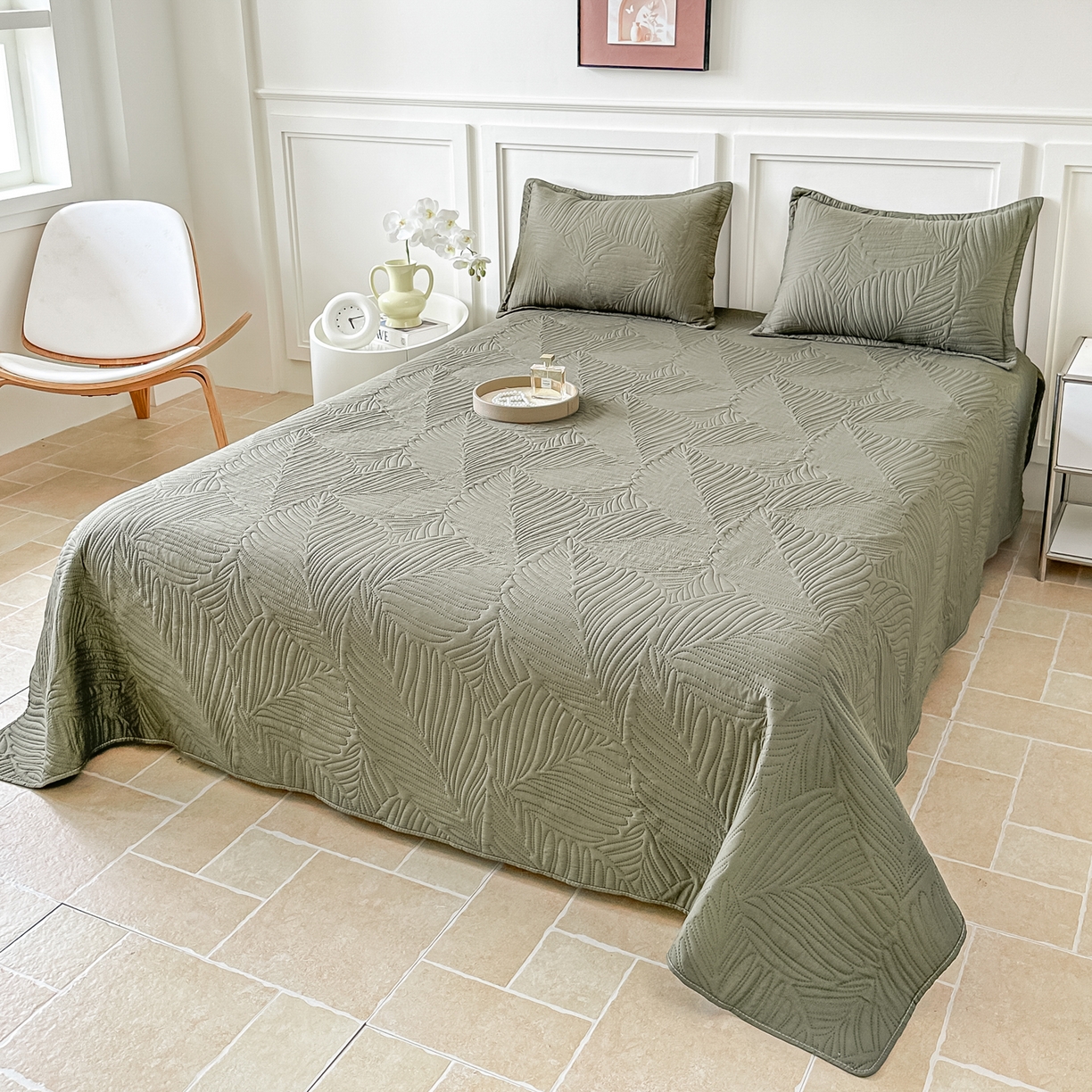 91家纺网 家纺一手货源 找家纺 手艺人家纺 2025新款化纤亲肤床盖三件套 HS-01青色