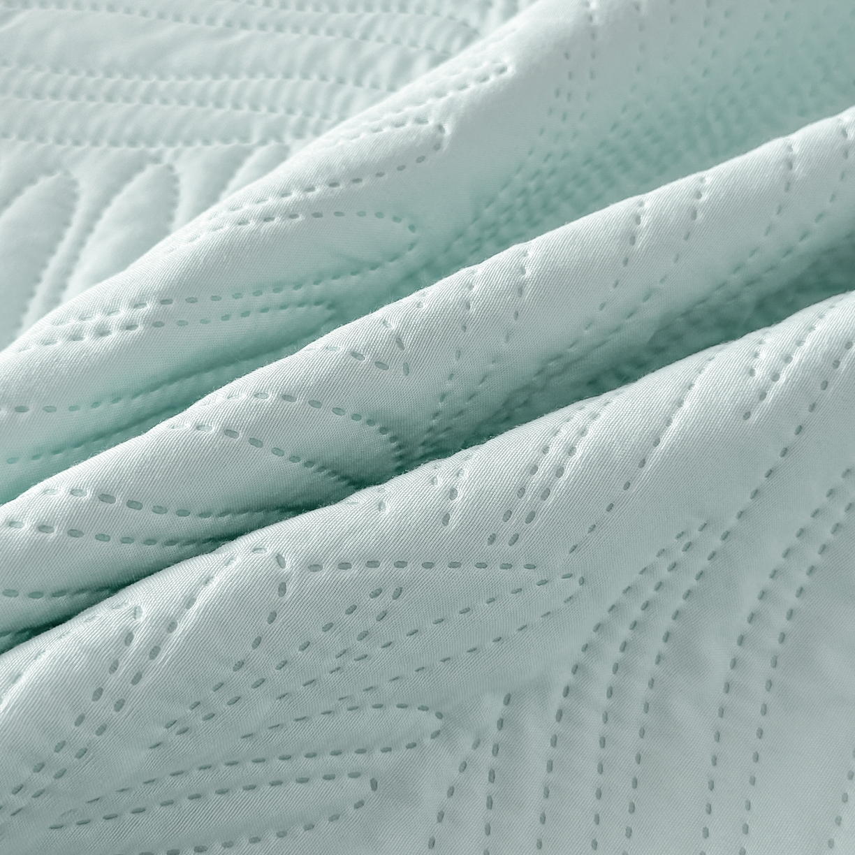 91家纺网 家纺一手货源 找家纺 手艺人家纺 2025新款化纤亲肤床盖三件套 HS-01浅绿