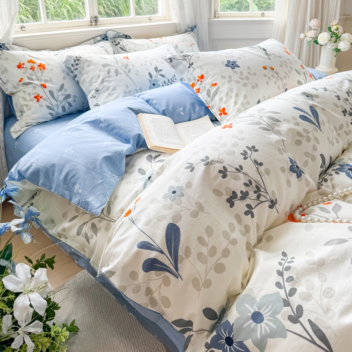 91家纺网 家纺一手货源 找家纺 红淳家纺 2025新款小清新春款12868全棉印花四件套 春不晚