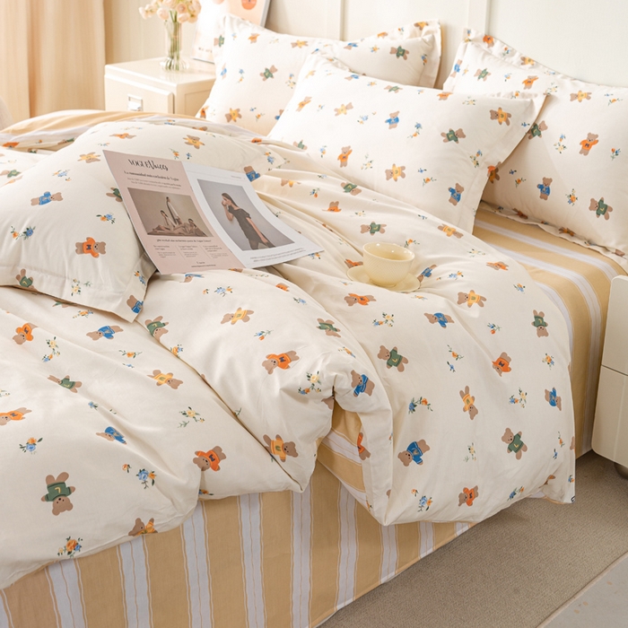 91家纺网 家纺一手货源 找家纺 红淳家纺 2025新款小清新春款12868全棉印花四件套 奇迹世界