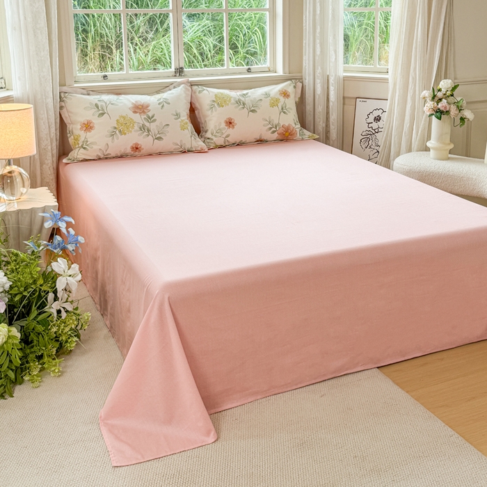 91家纺网 家纺一手货源 找家纺 红淳家纺 2025新款小清新春款12868全棉印花四件套 芳华