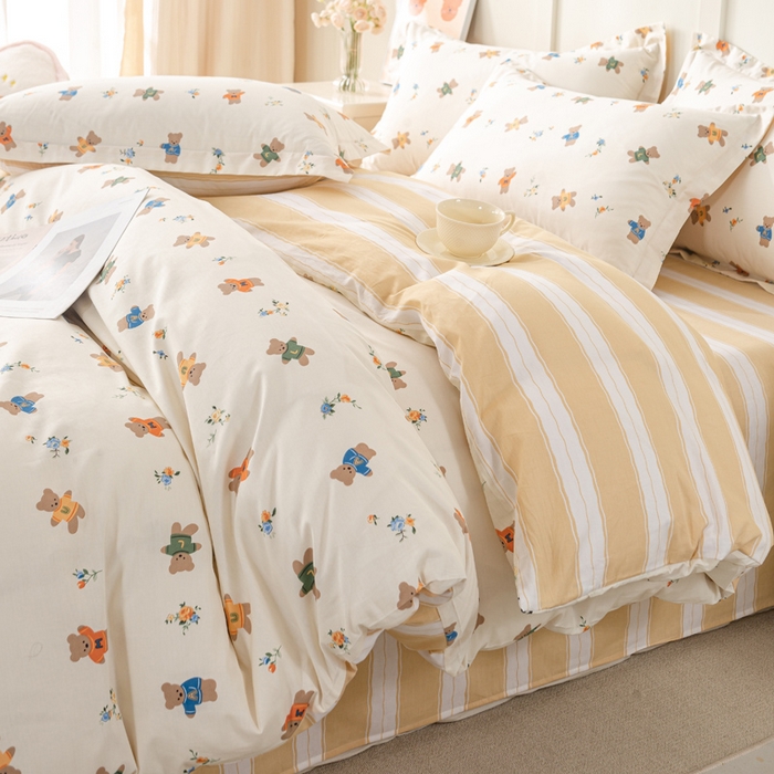 91家纺网 家纺一手货源 找家纺 红淳家纺 2025新款小清新春款12868全棉印花四件套 奇迹世界