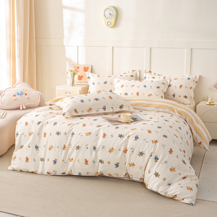 91家纺网 家纺一手货源 找家纺 红淳家纺 2025新款小清新春款12868全棉印花四件套 奇迹世界