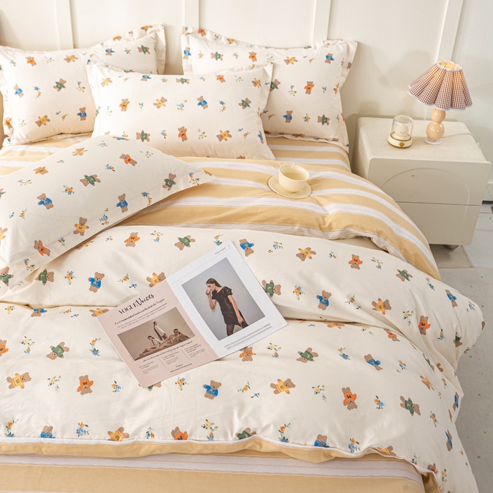 91家纺网 家纺一手货源 找家纺 红淳家纺 2025新款小清新春款12868全棉印花四件套 奇迹世界