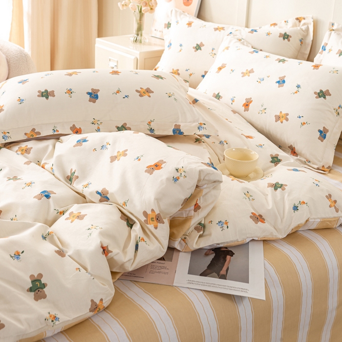 91家纺网 家纺一手货源 找家纺 红淳家纺 2025新款小清新春款12868全棉印花四件套 奇迹世界