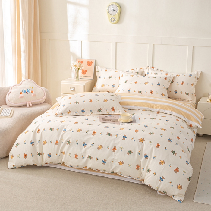 91家纺网 家纺一手货源 找家纺 红淳家纺 2025新款小清新春款12868全棉印花四件套 奇迹世界