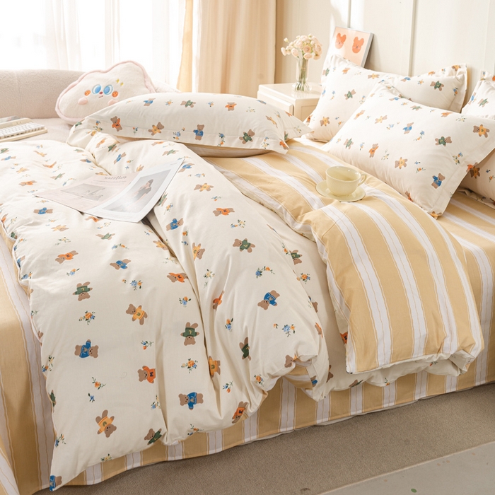 91家纺网 家纺一手货源 找家纺 红淳家纺 2025新款小清新春款12868全棉印花四件套 奇迹世界