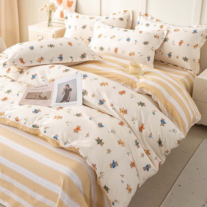 91家纺网 家纺一手货源 找家纺 红淳家纺 2025新款小清新春款12868全棉印花四件套 奇迹世界