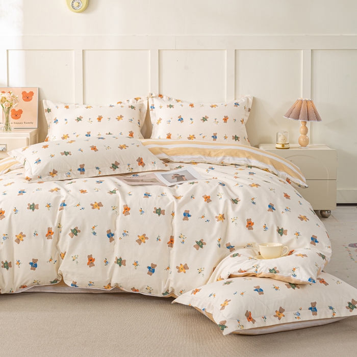 91家纺网 家纺一手货源 找家纺 红淳家纺 2025新款小清新春款12868全棉印花四件套 奇迹世界