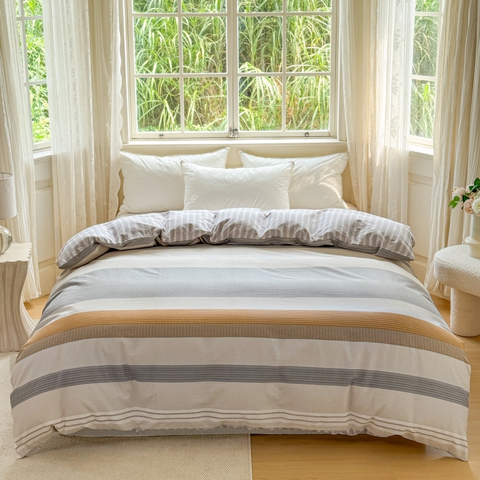 91家纺网 家纺一手货源 找家纺 红淳家纺 2025新款小清新春款12868全棉印花四件套 风条雨顺