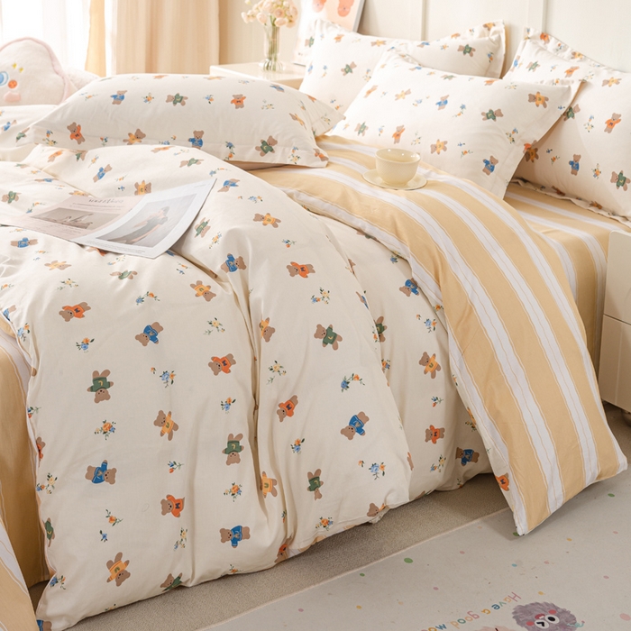 91家纺网 家纺一手货源 找家纺 红淳家纺 2025新款小清新春款12868全棉印花四件套 奇迹世界