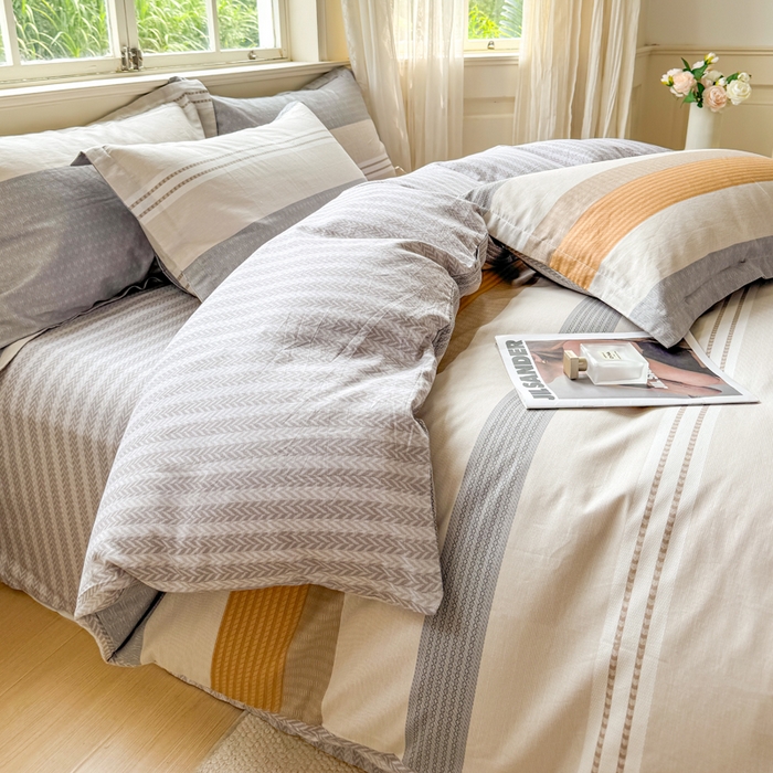 91家纺网 家纺一手货源 找家纺 红淳家纺 2025新款小清新春款12868全棉印花四件套 风条雨顺