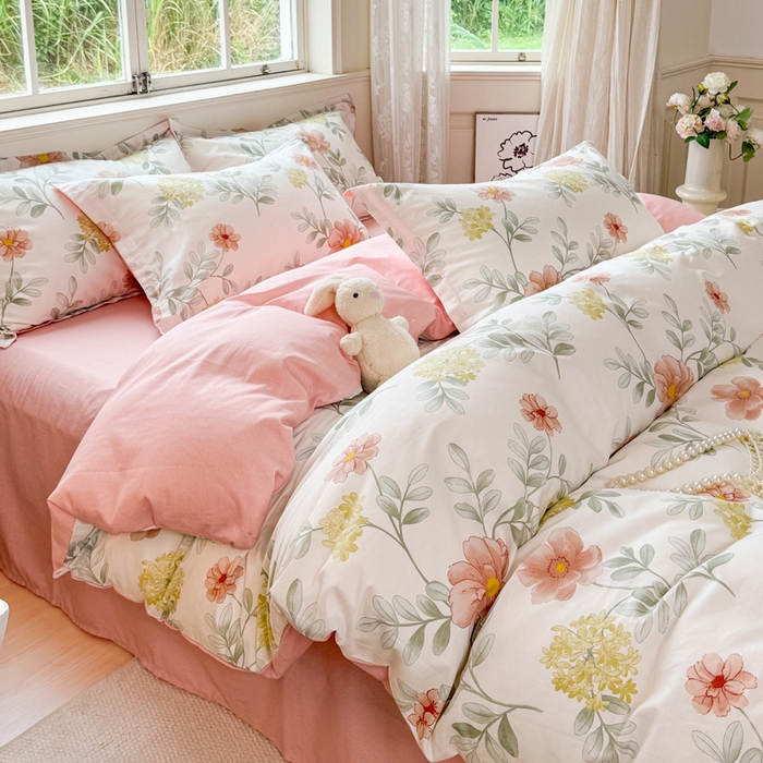 91家纺网 家纺一手货源 找家纺 （总）红淳家纺 2025新款小清新春款12868全棉印花四件套