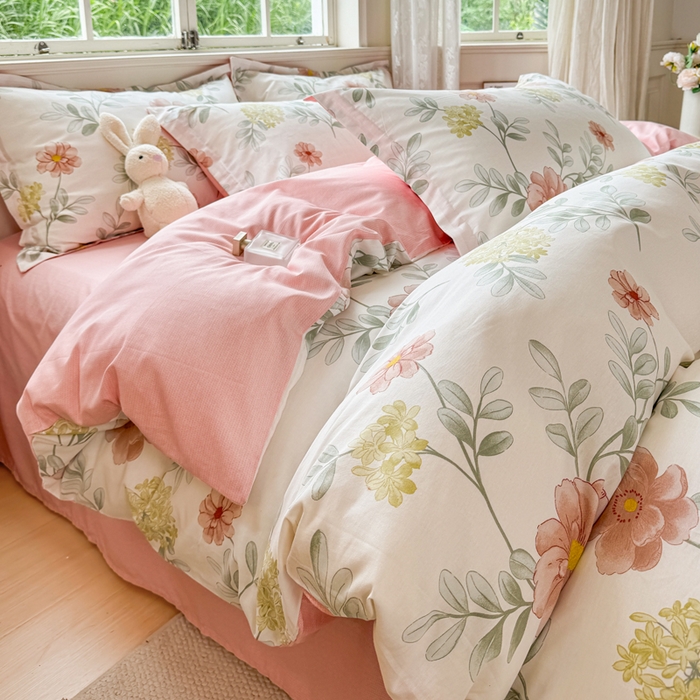 91家纺网 家纺一手货源 找家纺 （总）红淳家纺 2025新款小清新春款12868全棉印花四件套