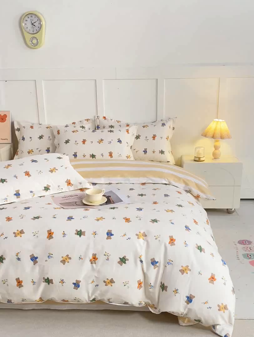 91家纺网 家纺一手货源 找家纺 红淳家纺 2025新款小清新春款12868全棉印花四件套 奇迹世界