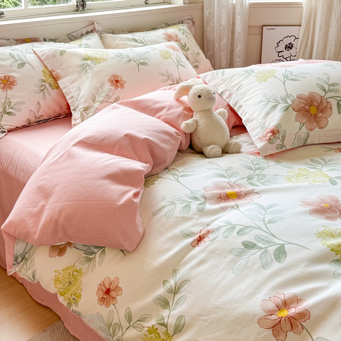 91家纺网 家纺一手货源 找家纺 （总）红淳家纺 2025新款小清新春款12868全棉印花四件套