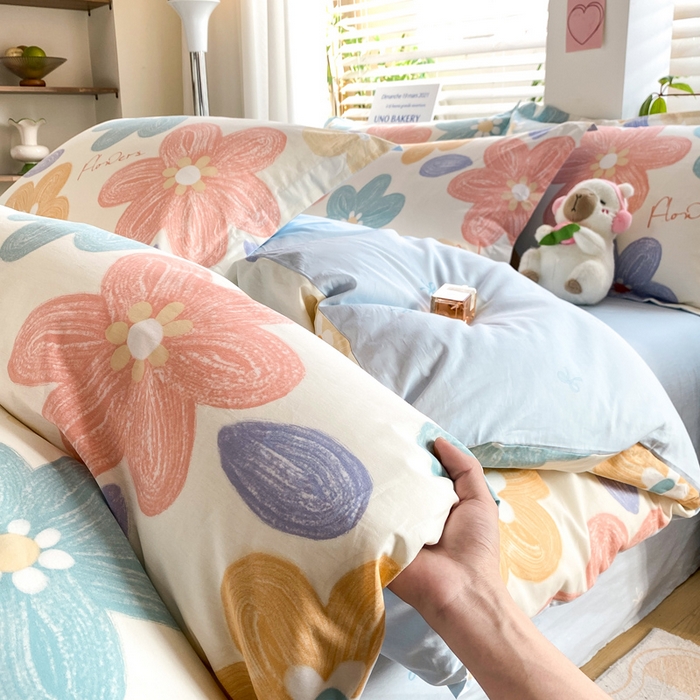 91家纺网 家纺一手货源 找家纺 红淳家纺 2025新款小清新春款12868全棉印花四件套 花田梦