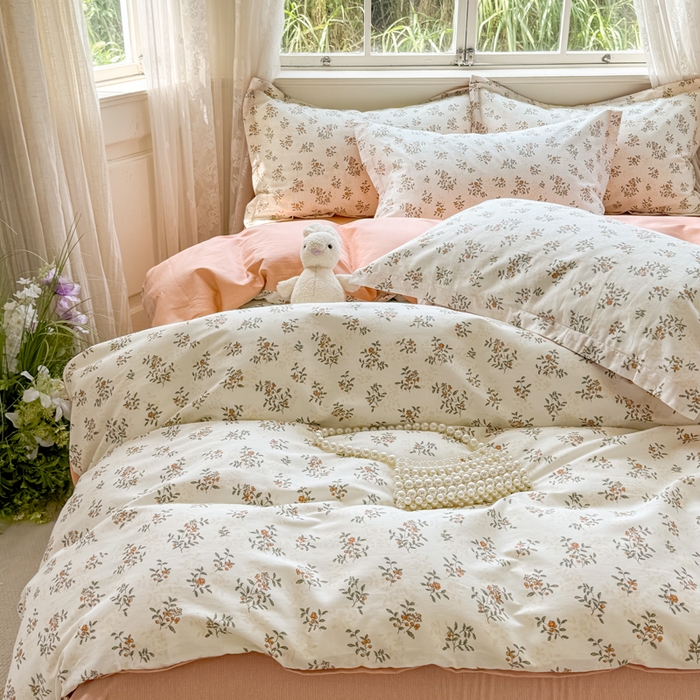 91家纺网 家纺一手货源 找家纺 红淳家纺 2025新款小清新春款12868全棉印花四件套 清风如叶