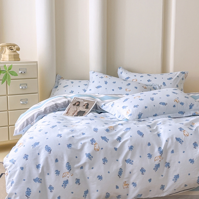 91家纺网 家纺一手货源 找家纺 红淳家纺 2025新款小清新春款12868全棉印花四件套 追喵日记