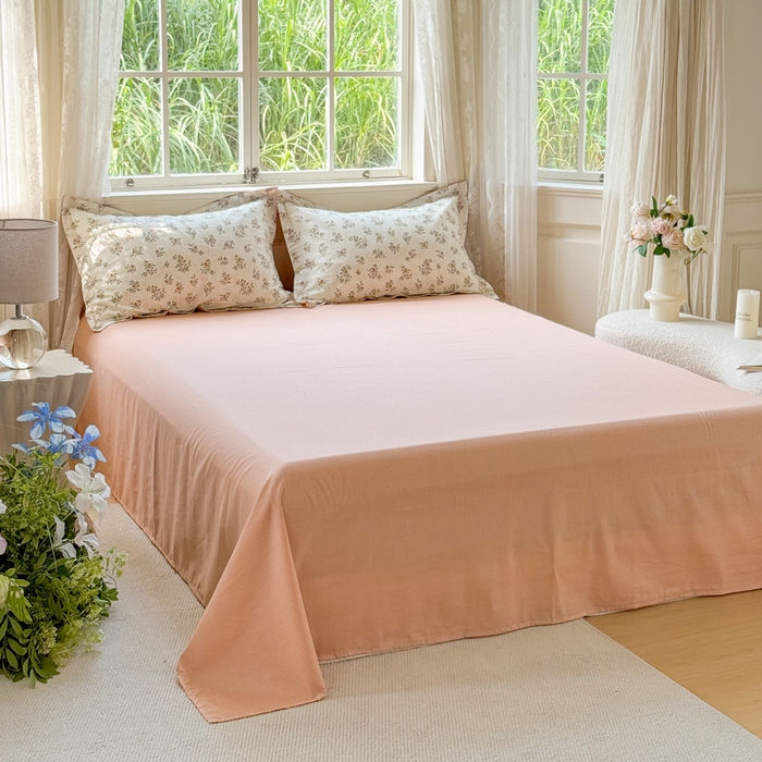 91家纺网 家纺一手货源 找家纺 红淳家纺 2025新款小清新春款12868全棉印花四件套 清风如叶