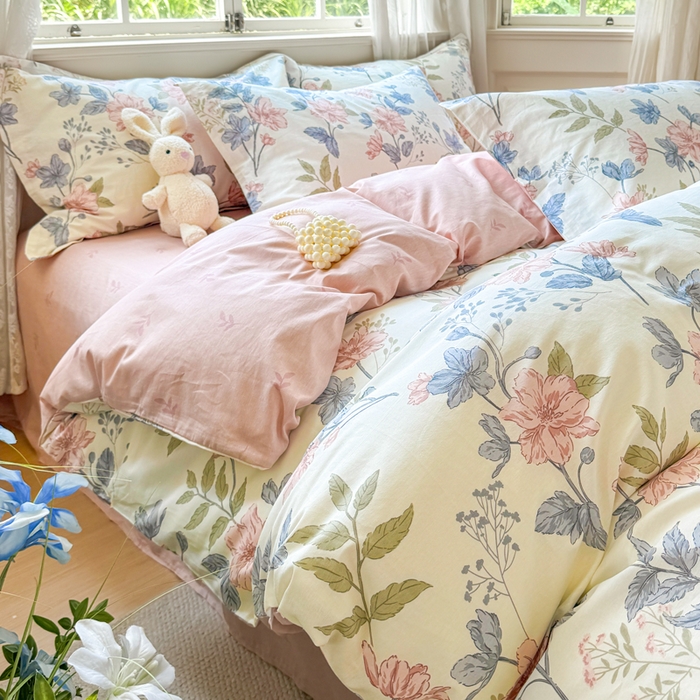 91家纺网 家纺一手货源 找家纺 红淳家纺 2025新款小清新春款12868全棉印花四件套 洛川花海