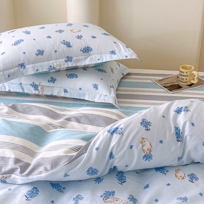 91家纺网 家纺一手货源 找家纺 红淳家纺 2025新款小清新春款12868全棉印花四件套 追喵日记