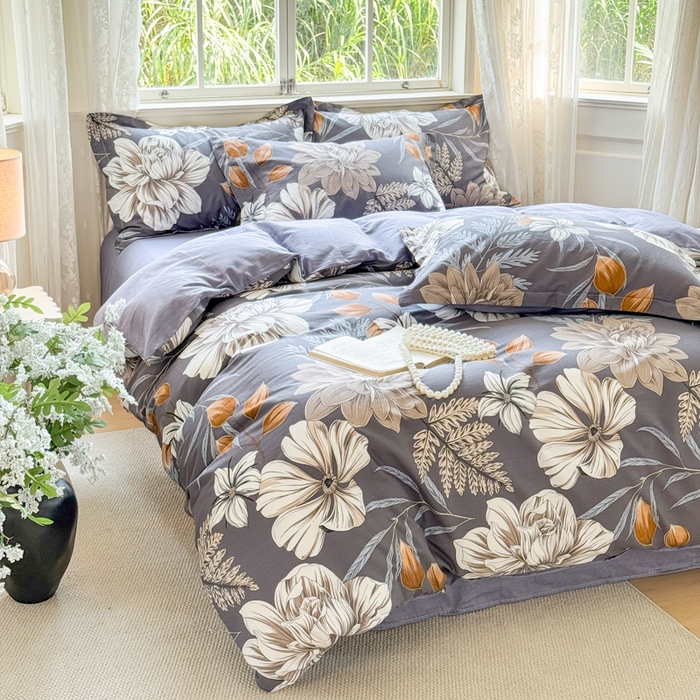 91家纺网 家纺一手货源 找家纺 红淳家纺 2025新款小清新春款12868全棉印花四件套 陌上烟雨